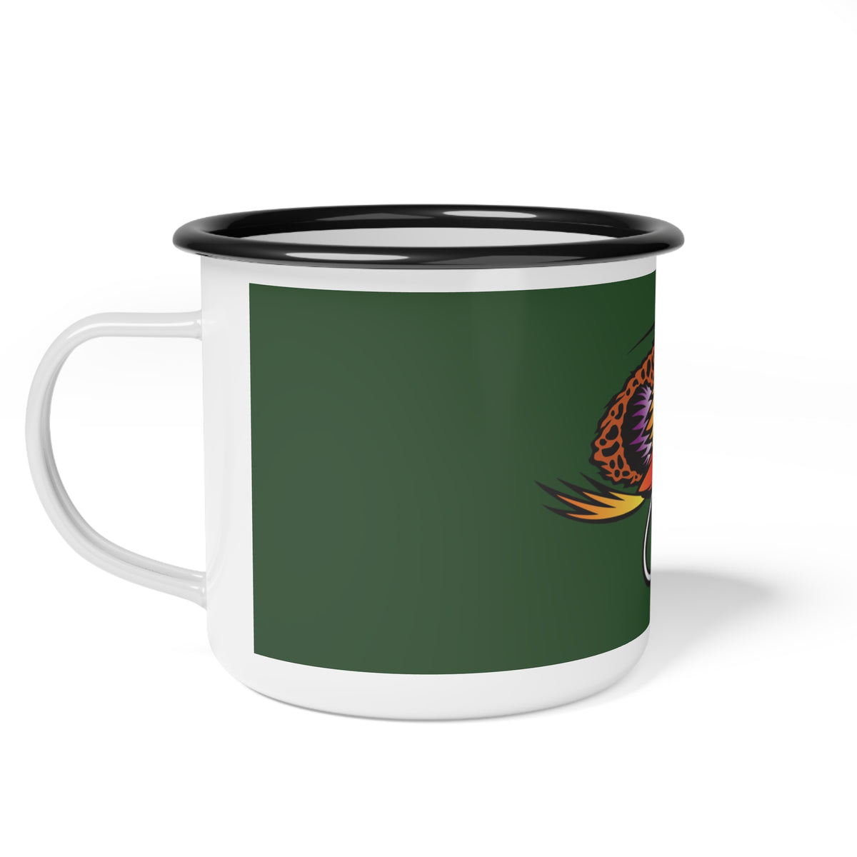Enamel Camp Cup — Retro Fishing Fly Camper Mug