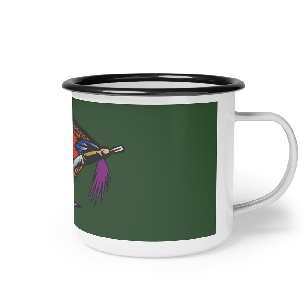 Enamel Camp Cup — Retro Fishing Fly Camper Mug