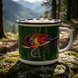 Enamel Camp Cup — Retro Fishing Fly Camper Mug