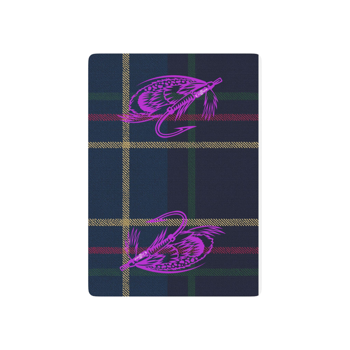 Tartan Fly Fishing Poker Playing Cards — Purple Flies on Plaid Back, Casino-Quality Deck